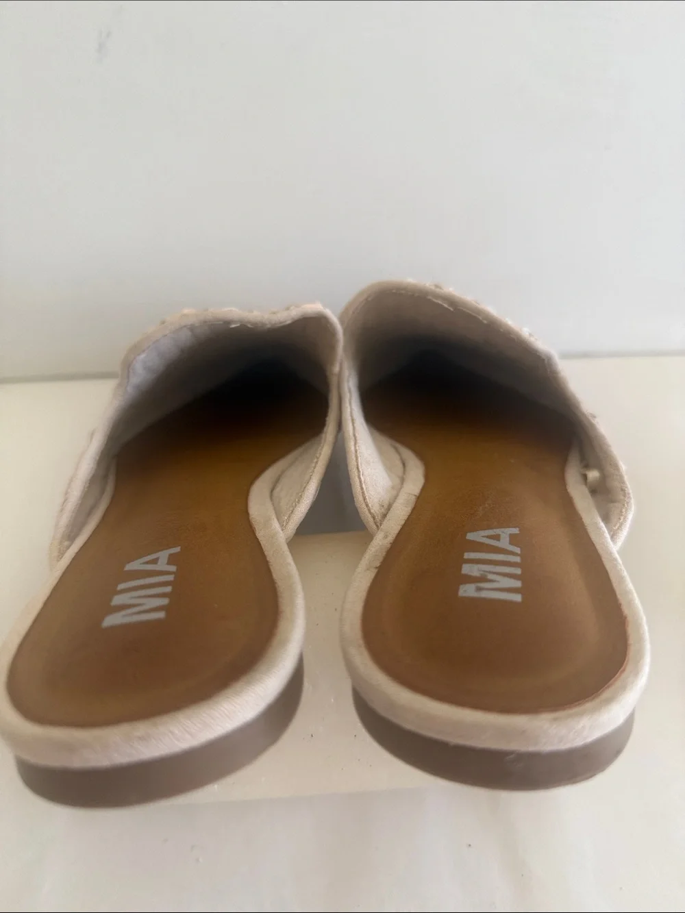 MIA Johana woven beige pointed toe slip on mules coastal womens shoes - Picture 7 of 14